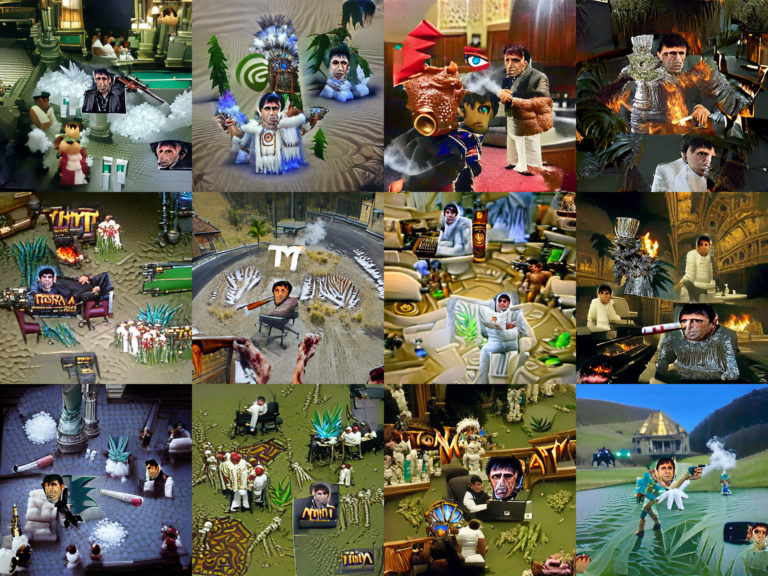 Day 140: Tony Montana Plays Zelda, Final Fantasy, WoW (AI Images)